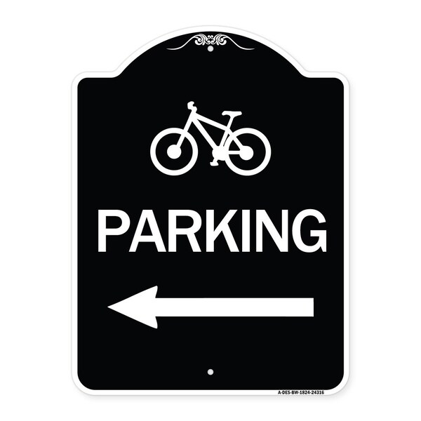 Bicycle Symbol Parking Left Arrow Heavy-Gauge Aluminum Architectural Sign, 24" x 18", BW-1824-24316